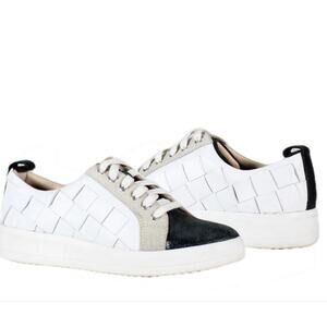 DIBA TRUE Yuli Ana Sneaker in White and Black Leather, Size 11, New in Box